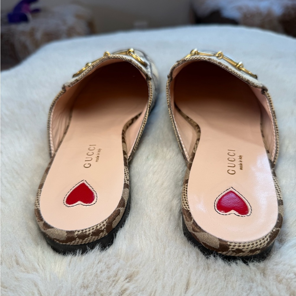 Gucci Princetown GG logo Canvas Loafer Mules in Rosewood - Picture 7 of 14